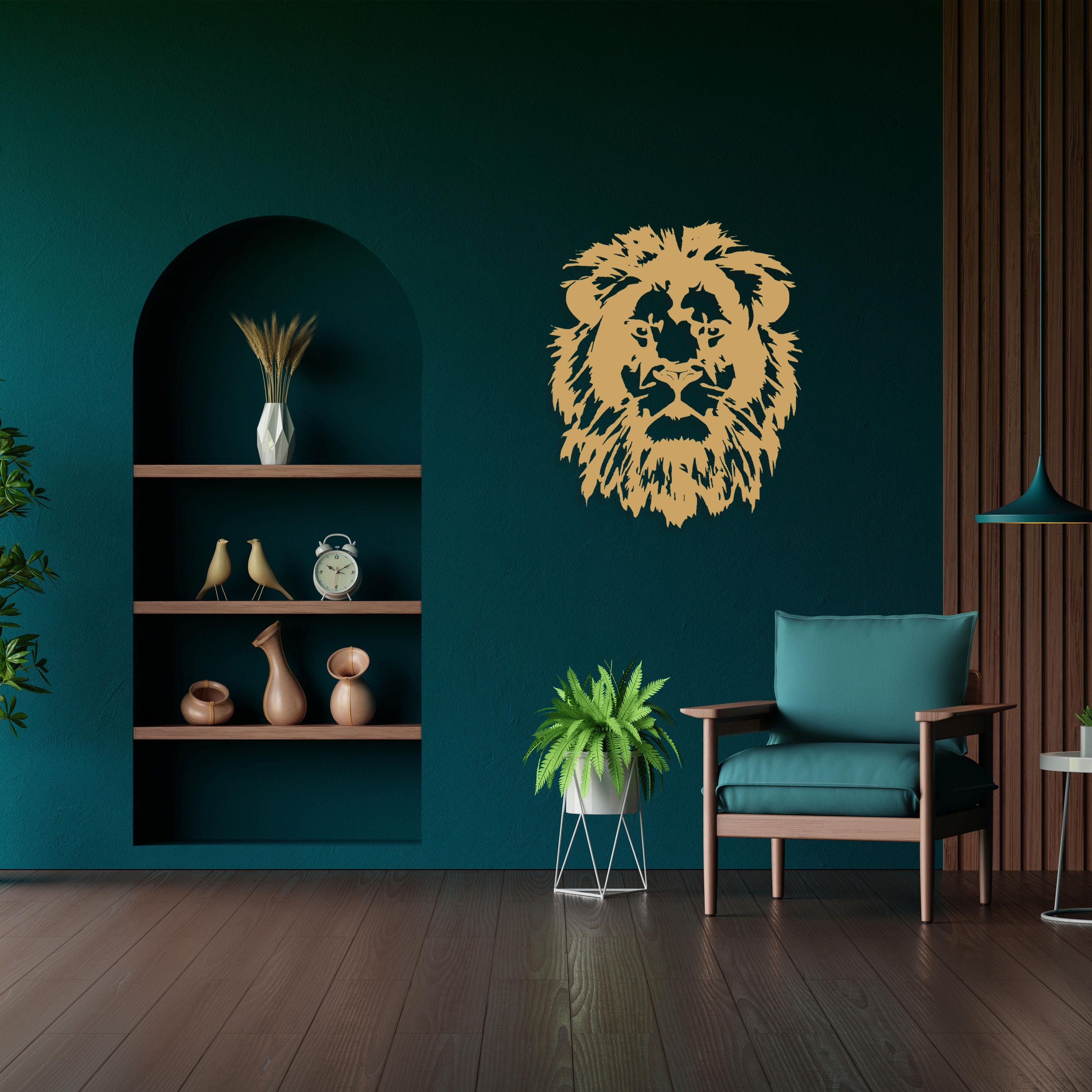 Lion Head Metal Wall Art - King of the Jungle Home Decor - Iconic Birthday Gift