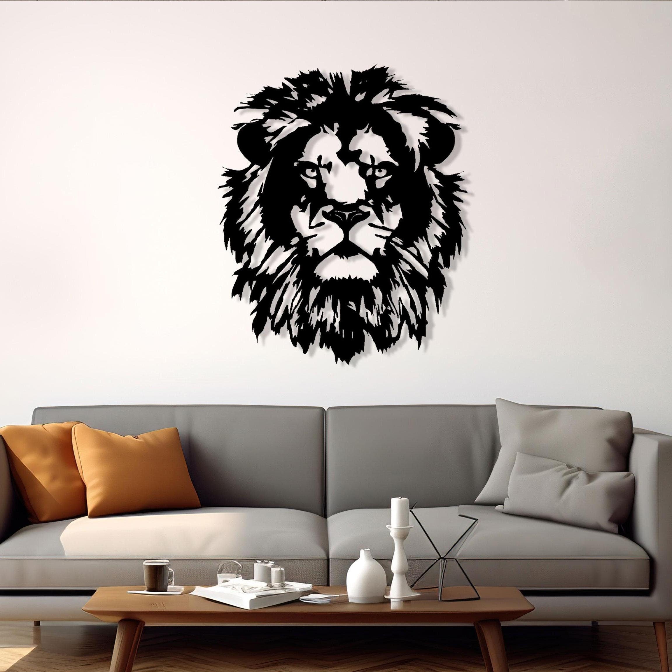 Lion Head Metal Wall Art - King of the Jungle Home Decor - Iconic Birthday Gift