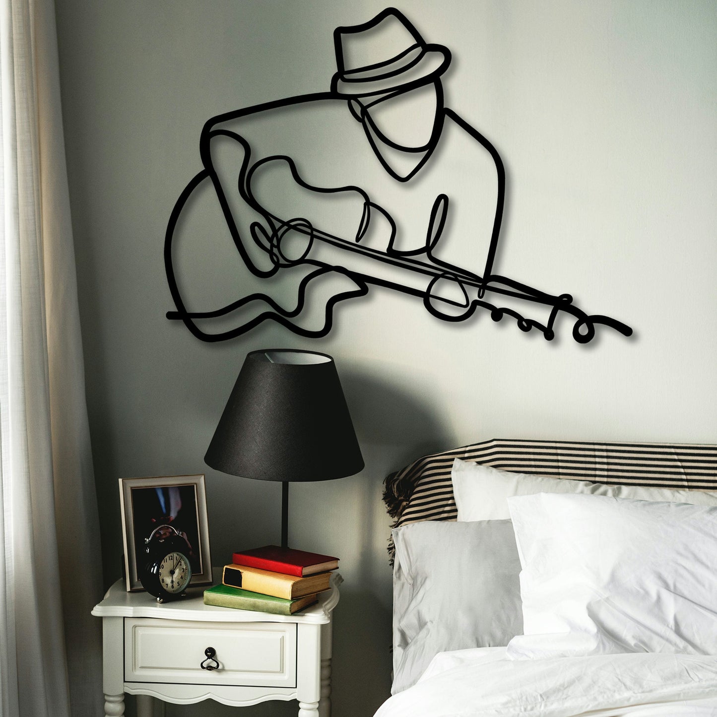 Guitar Metal Line Wall Art, Line Art Metal Guitarist, Musicians Lovers Gift, Rock n Roll Metal Art, Music Room Decor, Valentine's Day Gift