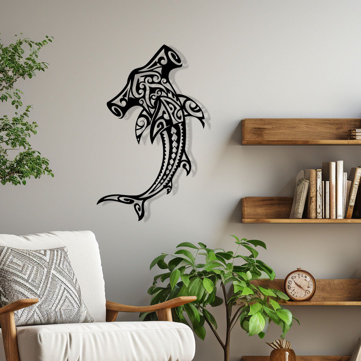 Hammershark Metal Wall Art, Ocean Metal Wall Deco, Sea Life Lovers Unique Birthday Gift, Beach Bar Wall Art, Best Gift, Valentine's Day gift