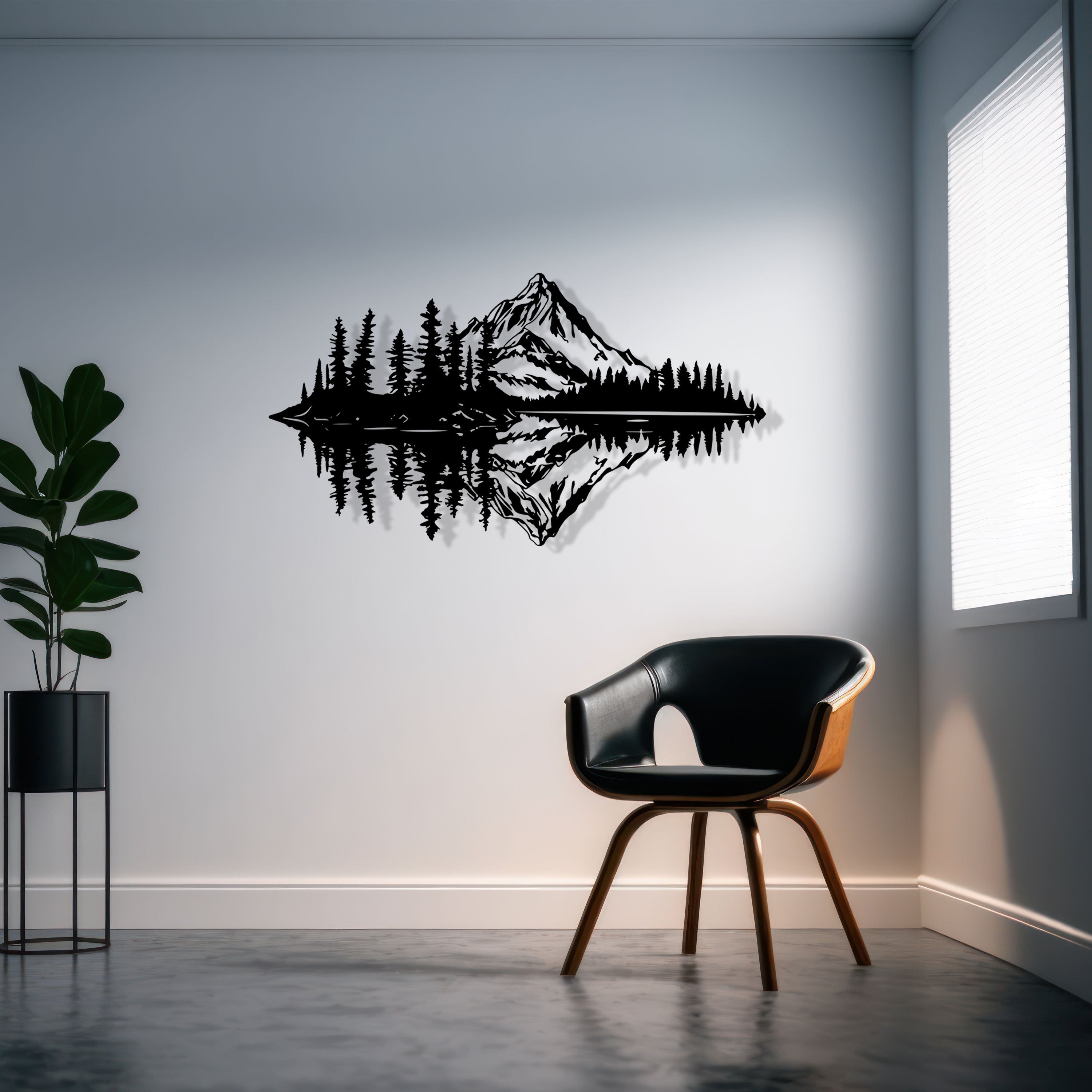 Mountain Lake Metal Wall Art - Pine Tree Lake Home Decor - Unique Birthday Gift