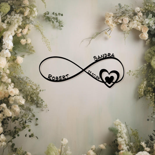 Customized Infinity Heart Metal Wall Art - Personalized Wedding Decor - Unique Anniversary Gift for Couples - Christmas Gift - Gift For Love