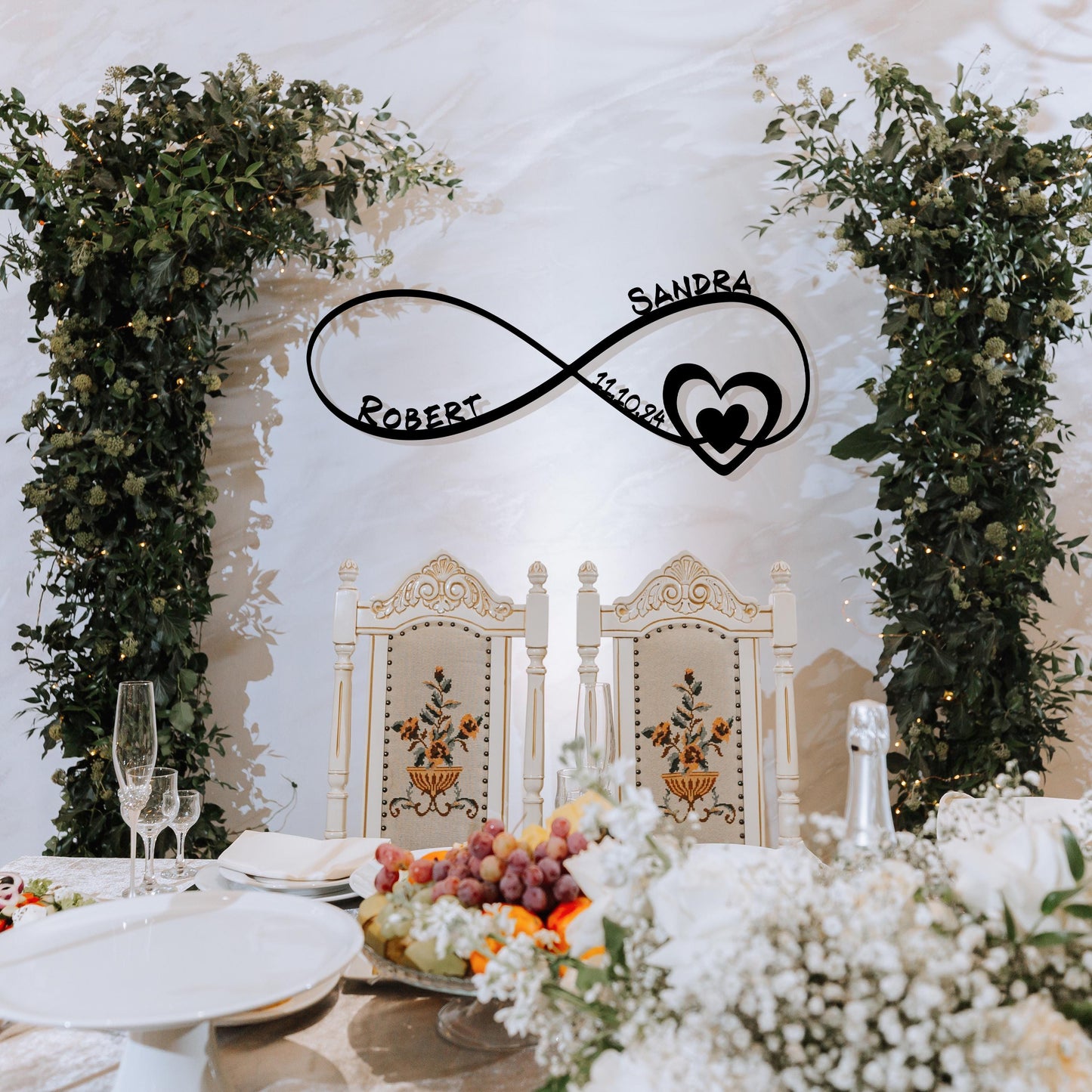 Customized Infinity Heart Metal Wall Art - Personalized Wedding Decor - Unique Anniversary Gift for Couples - Christmas Gift - Gift For Love