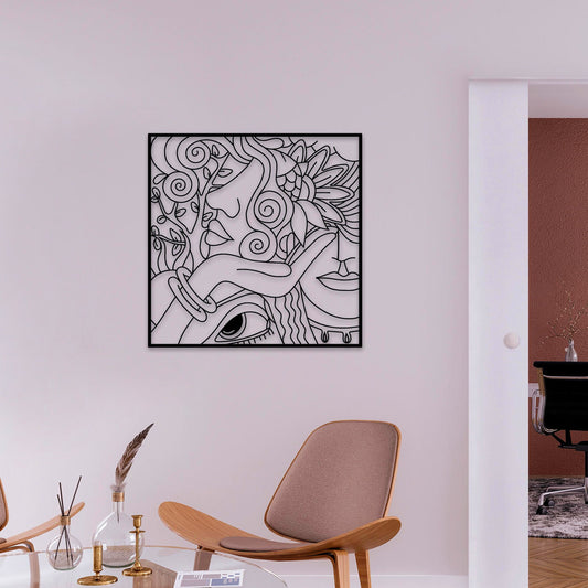 Beauty Center Decoration, Faces Metal Wall Art, Abstract Metal Line Art, Office Decor, Housewarming, Gift for Her, Valentine's Day Gift