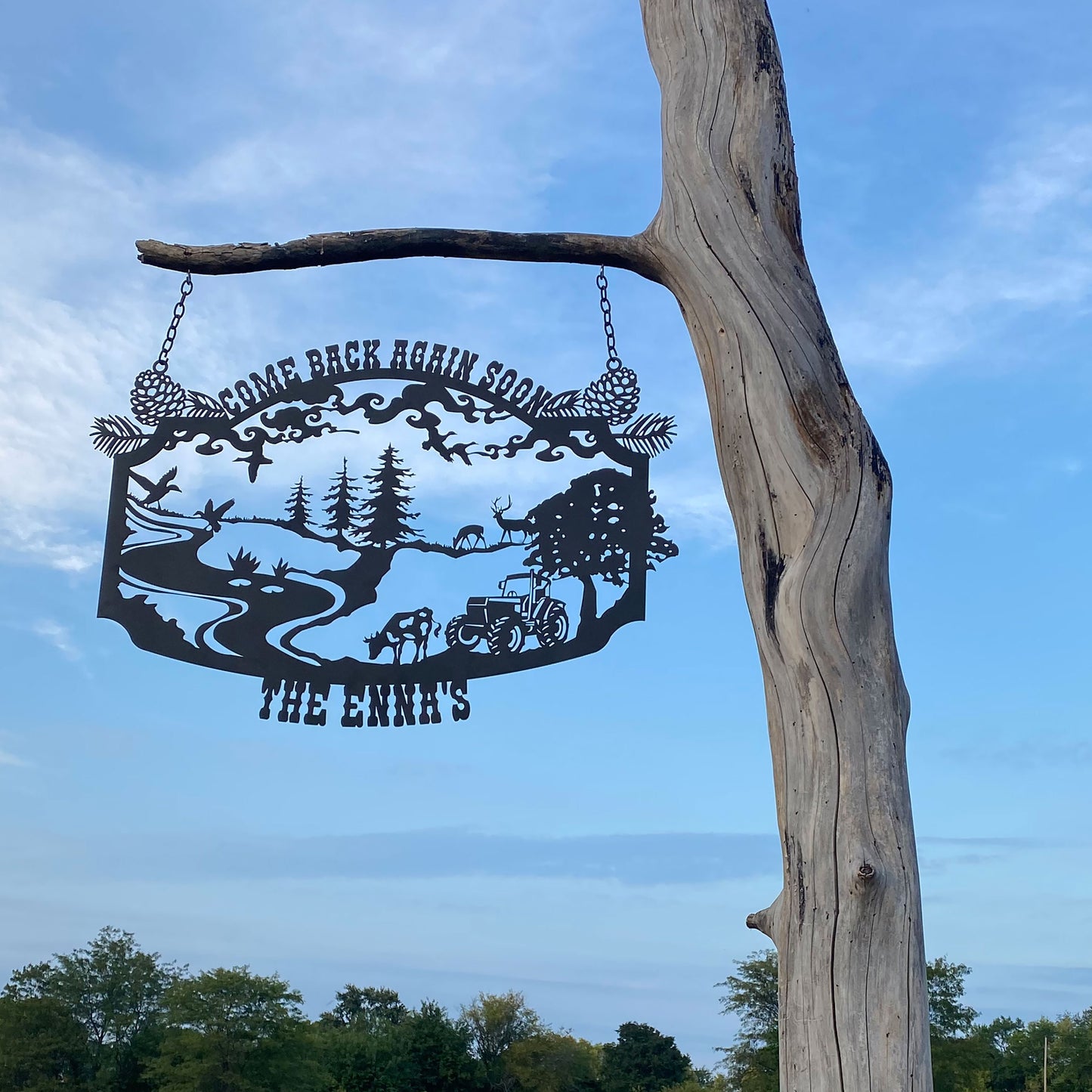 Personalized Farmhouse Metal Entrance Sign, Custom Metal Ranch Name Sign, Unique Anniversary Gift, Handmade, Gift For Family, Christmas Gift