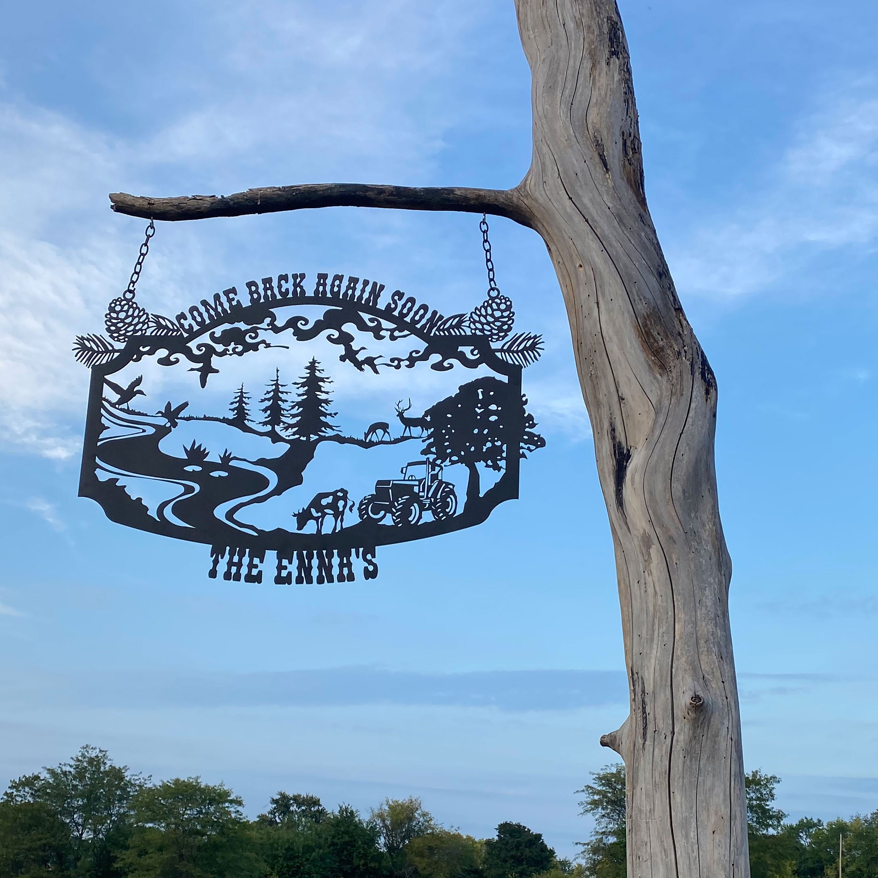 Personalized Farmhouse Metal Entrance Sign, Custom Metal Ranch Name Sign, Unique Anniversary Gift, Handmade, Gift For Family, Christmas Gift
