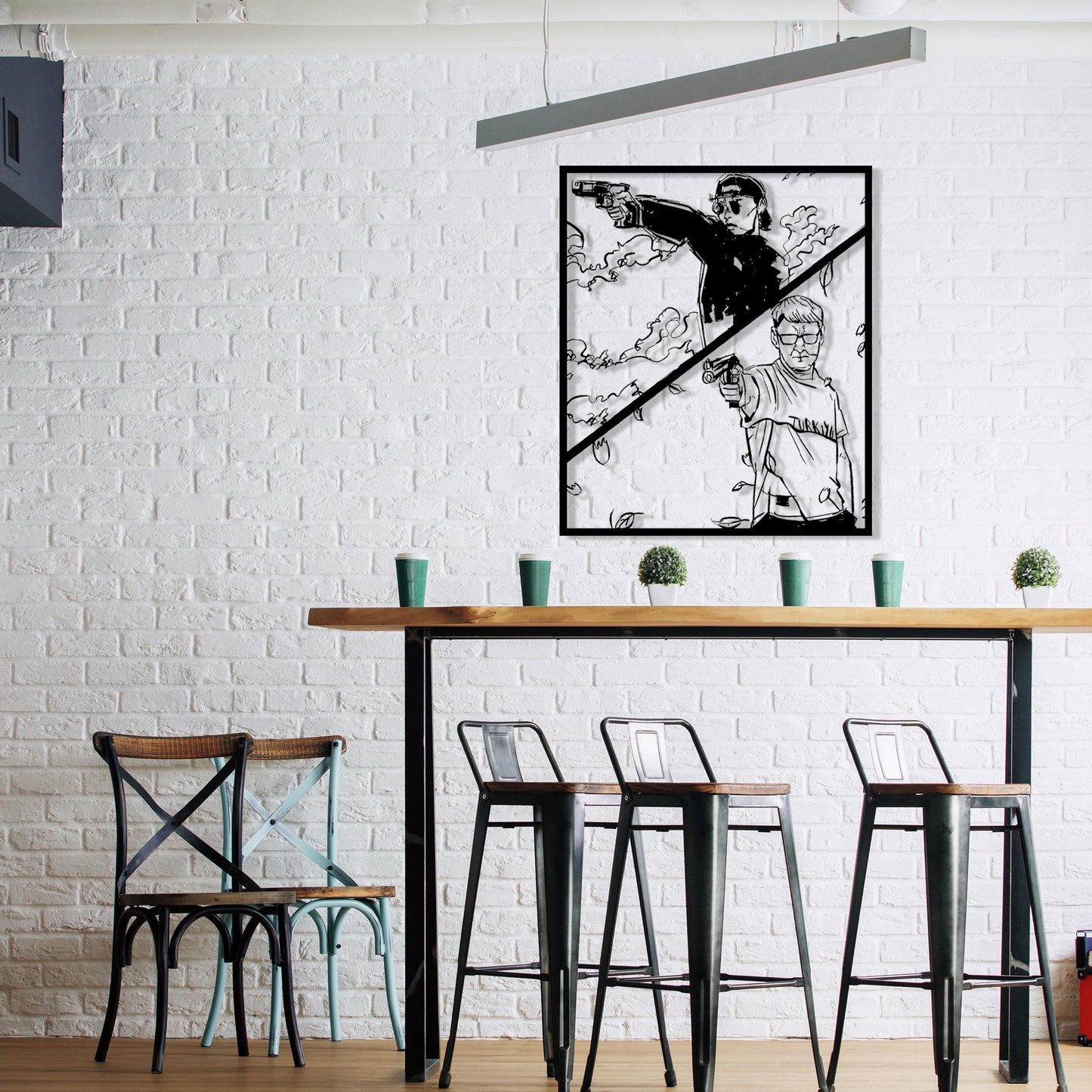 Iconic Gun Shooter Metal Wall Art, Unique Birthday Gift, Housewarming Gift, Mancave Metal Wall Decor, Famous Metal Home Decor, Easy to Hang