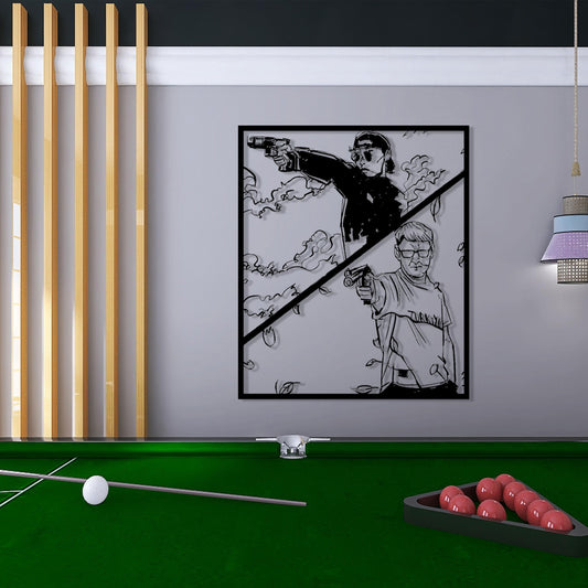 Iconic Gun Shooter Metal Wall Art, Unique Birthday Gift, Housewarming Gift, Mancave Metal Wall Decor, Famous Metal Home Decor, Easy to Hang