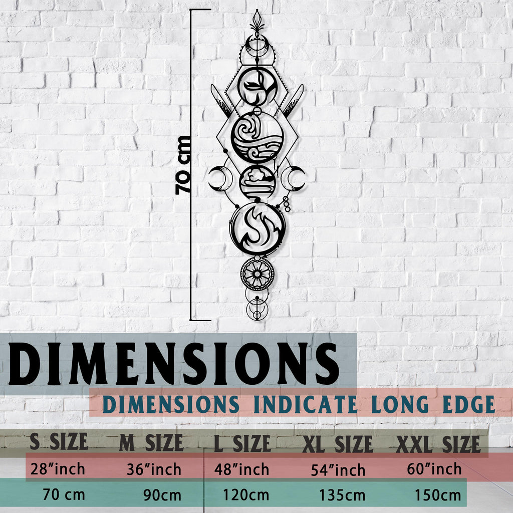 Four Elements Metal Wall Art - Unique Birthday Gift - Avatar Lovers Home Decor