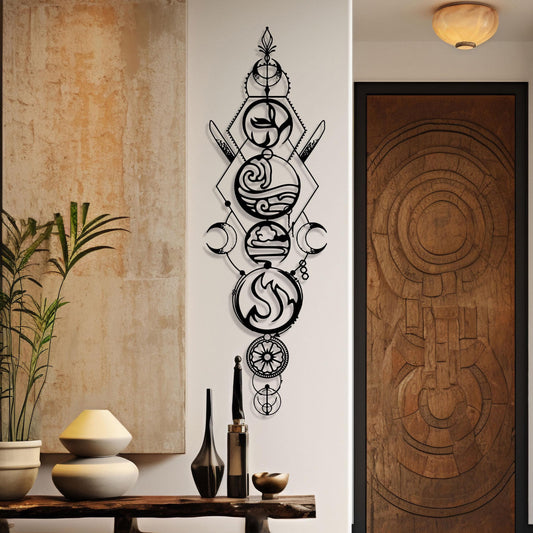 Four Elements Metal Wall Art, Fire, Water, Earth, Air, Unique Birthday Gift - Avatar Metal Wall Art - Bedroom Wall Art, Valentine's Day gift