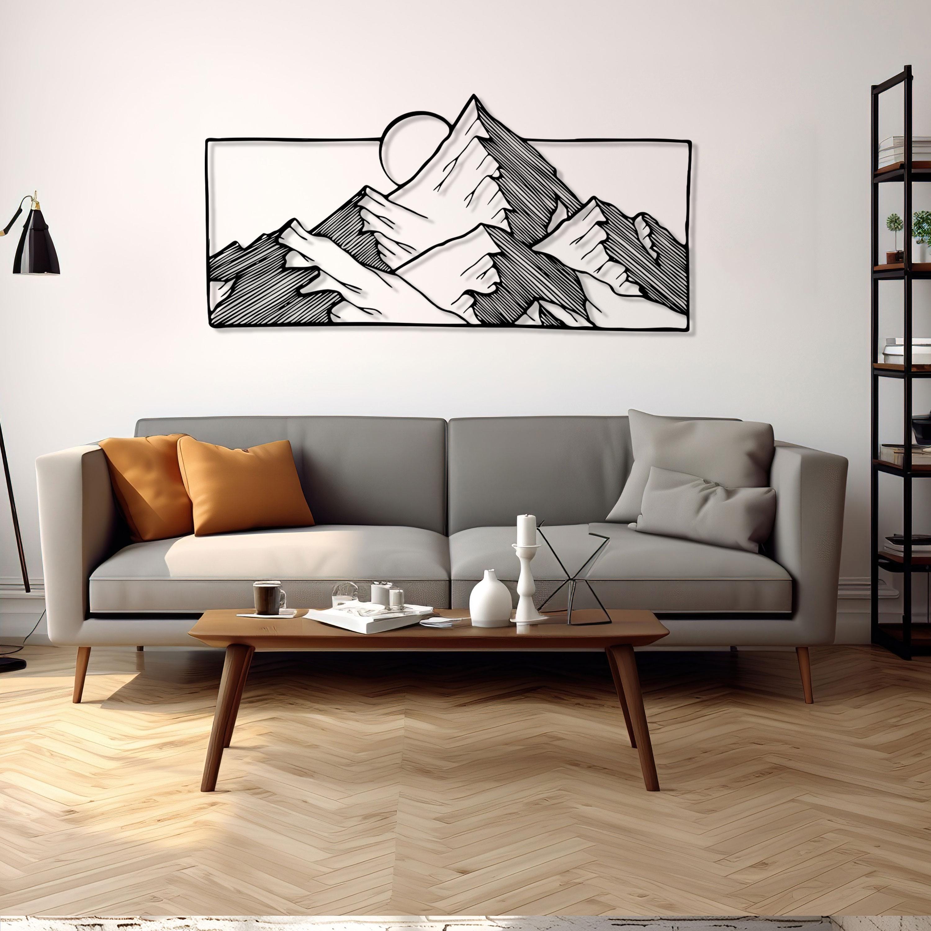 Modern Mountain Sun Metal Wall Art - Outdoor Metal Cabin Decor - Birthday Gift