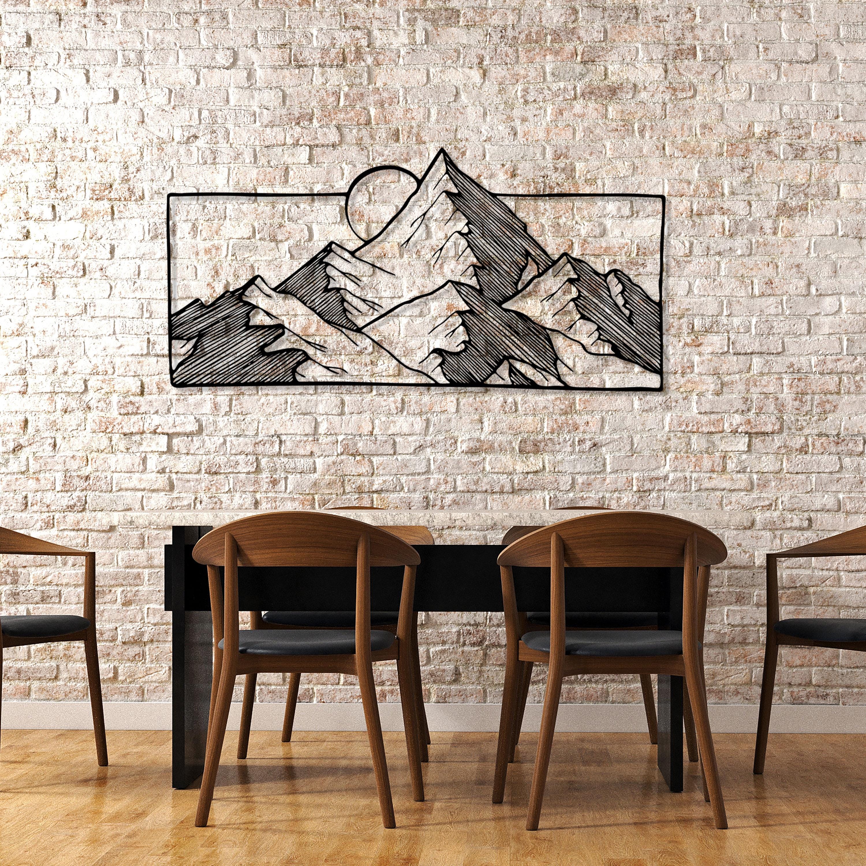 Modern Mountain Sun Metal Wall Art - Outdoor Metal Cabin Decor - Birthday Gift