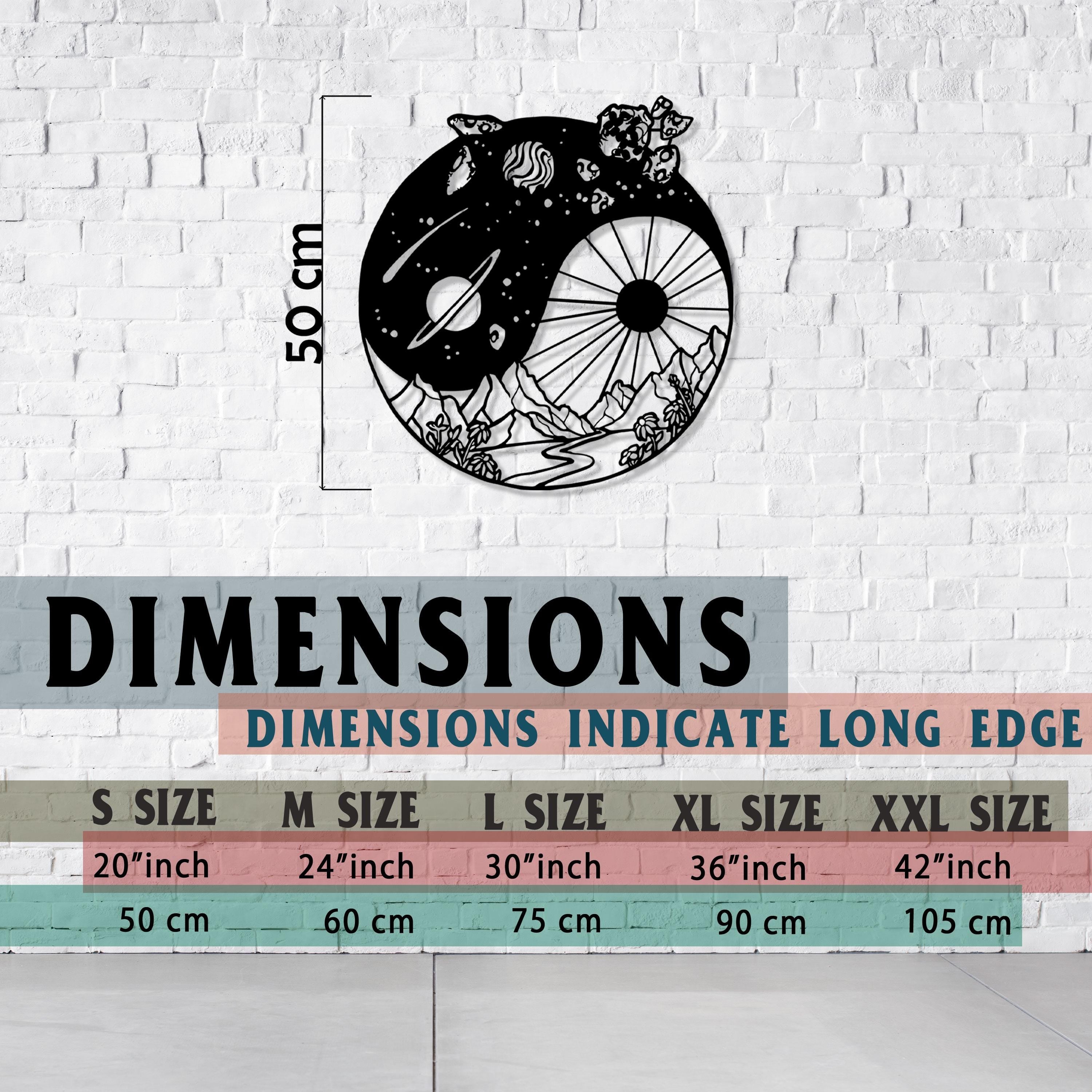 Yin Yang Metal Wall Art - Cosmic Mountain Scene Home Decor - Unique Birthday Gift