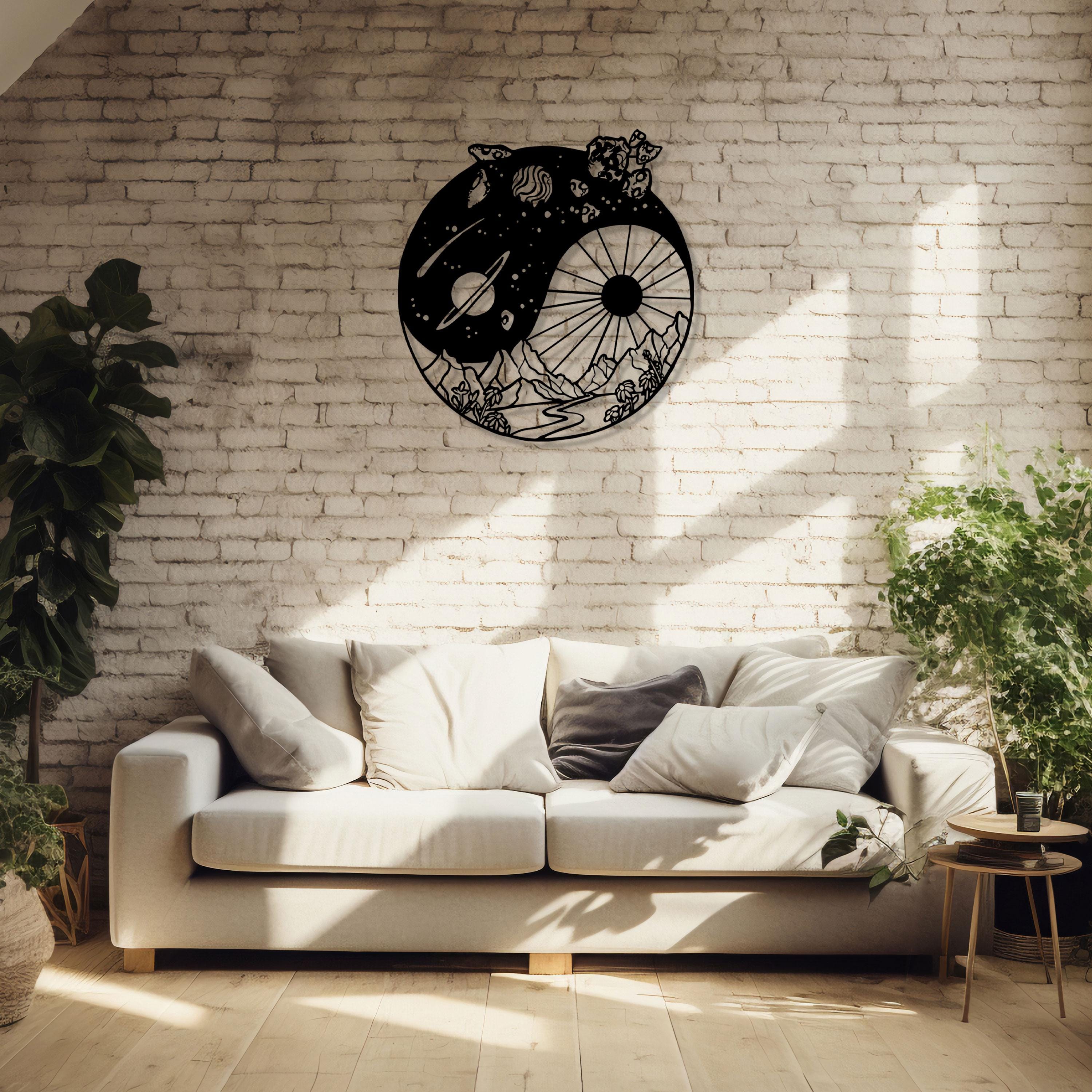 Yin Yang Metal Wall Art - Cosmic Mountain Scene Home Decor - Unique Birthday Gift