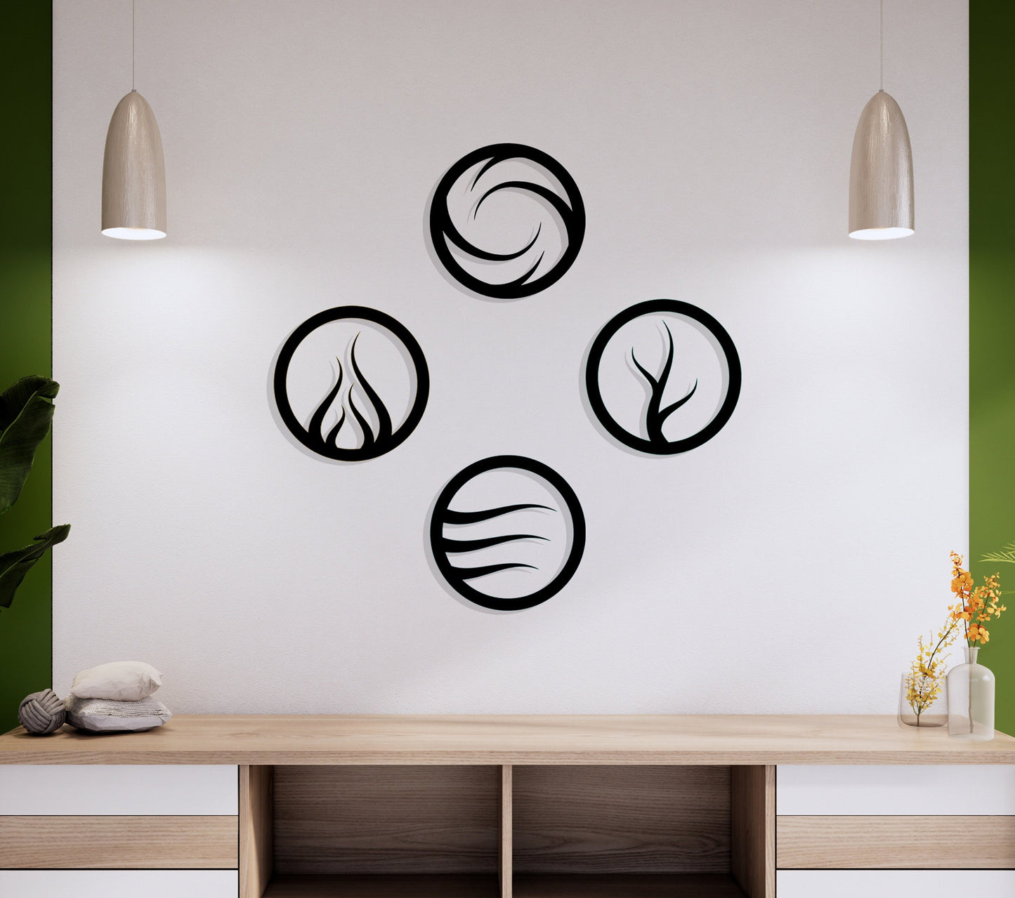 Four Elements Metal Wall Art, Water Fire Earth Air, Yoga Room Wall Art, Unique Birthday Gift, Porch Metal Wall Art, Valentine's Day Gift