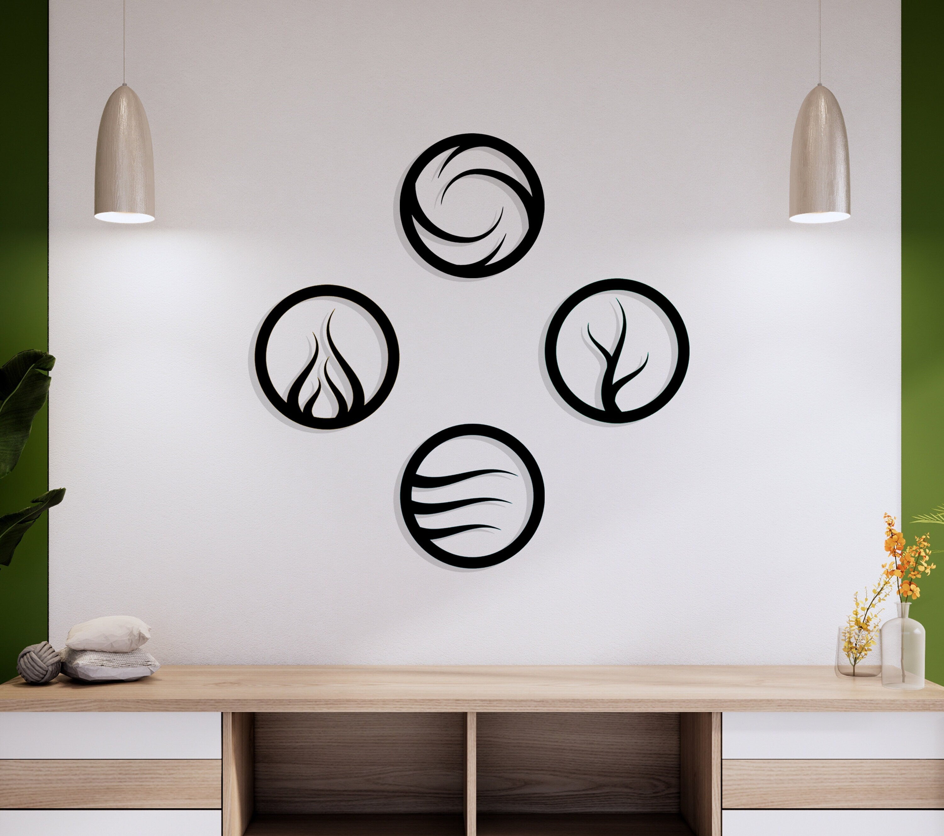 Four Elements Metal Wall Art, Water Fire Earth Air, Yoga Room Wall Art, Unique Birthday Gift, Porch Metal Wall Art, Valentine's Day Gift