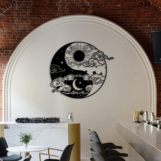 Ying Yang Metal Wall Art, Sun and Moon Home Decor, Day and Night Metal Wall Art, Yogo Room Wall Deco, Avatar Metal Art, Valentine's Day Gift