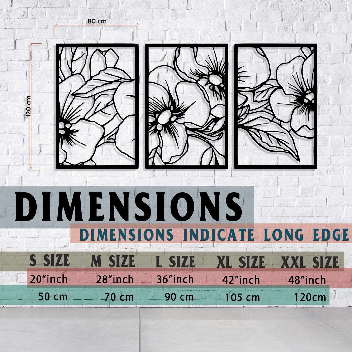 Floral Trio Metal Wall Art, 3 pcs Flowers Metal Wall Decor, Kitchen Metal Wall Art, Unique Birthday Gift, Gift For Mom, Valentine's Day gift