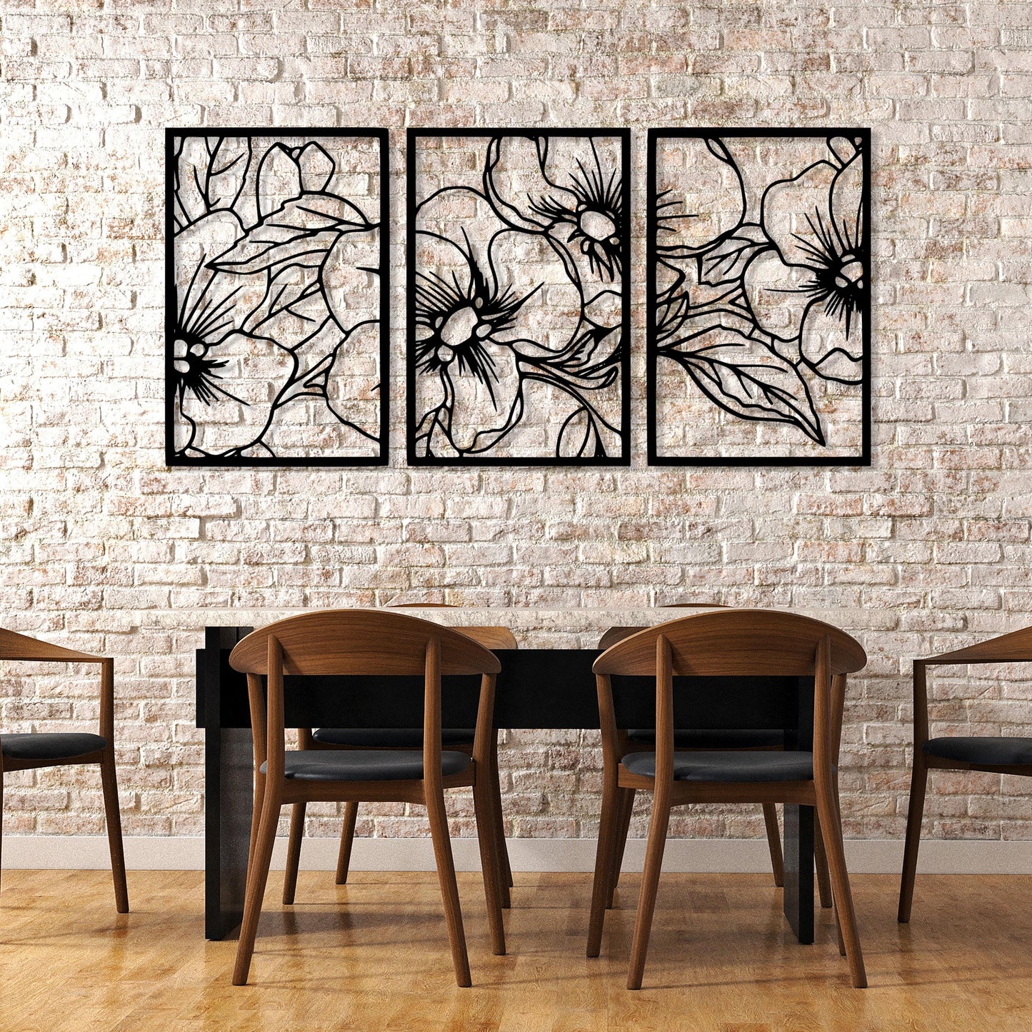 Floral Trio Metal Wall Art, 3 pcs Flowers Metal Wall Decor, Kitchen Metal Wall Art, Unique Birthday Gift, Gift For Mom, Valentine's Day gift