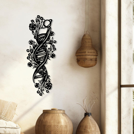 Dna Floral Metal Wall Art, Yoga Room Wall Decor,  Science Home Decor, Unique Birhtday Gift, Valentine's Day gift, Multiple Colors and Sizes