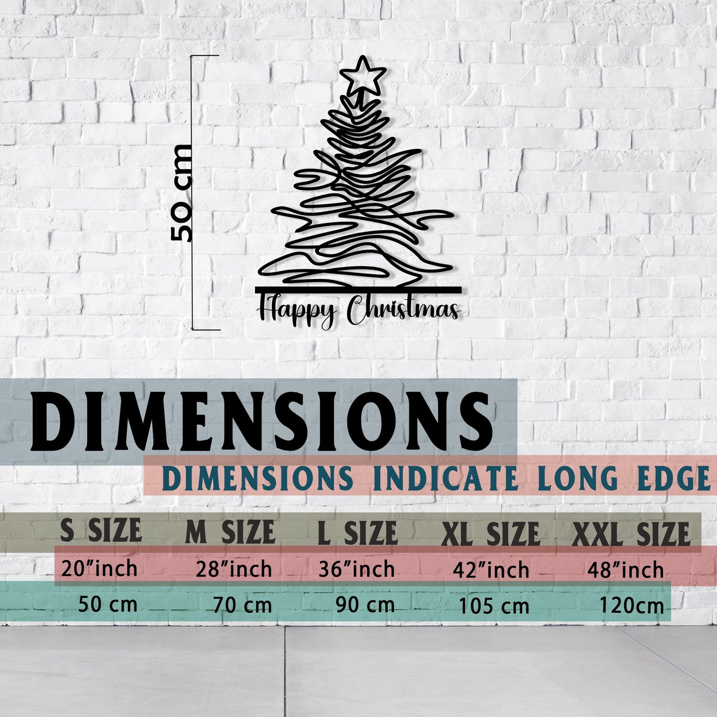 Happy Christmas Metal Wall Art, Thanksgiving Unique Metal Line Wall Decor, Pine Tree  Line Art, Personalized Sign, Valentine's Day gift