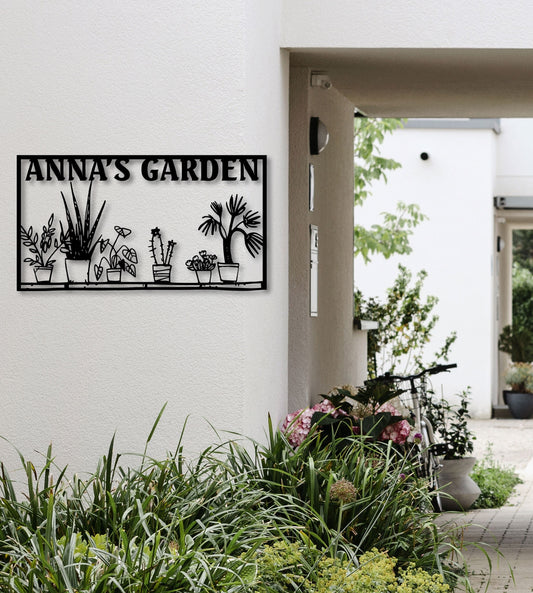 Personalized Metal Garden Name Sign - Custom Flowers Name Sign - Custom Metal Family Name Sign - Gift For Family - Villa Name Metal Sign