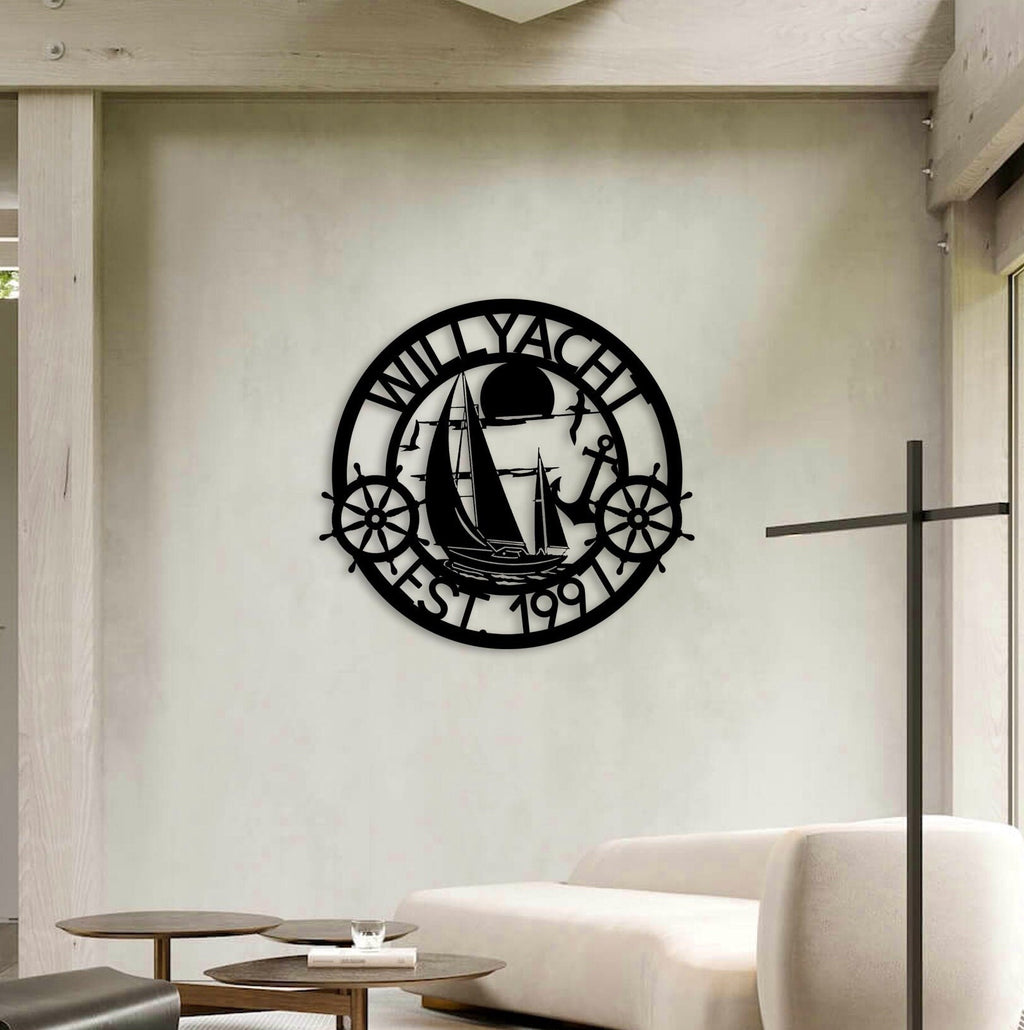 Personalized Yacht Metal Wall Art, Marine Metal Wall Art, Custom Metal Sign, Organization Sign, Sign, Yacht Wall Sign, Valentine's Day Gift