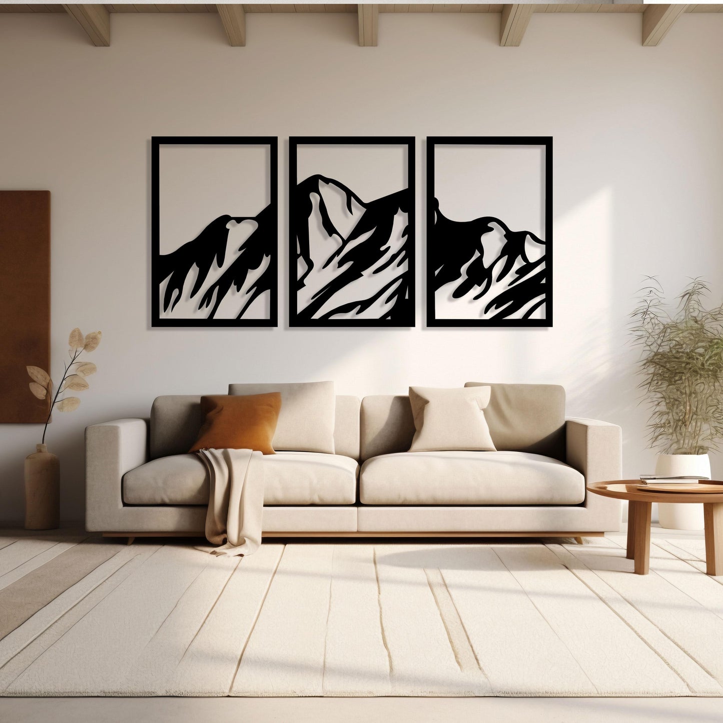 Mountain Metal Wall Line Art, 3 pcs Mountain Metal Wall Decor, Kitchen Metal Wall Art, Unique Birthday Gift, Best Gift, Christmas Gift