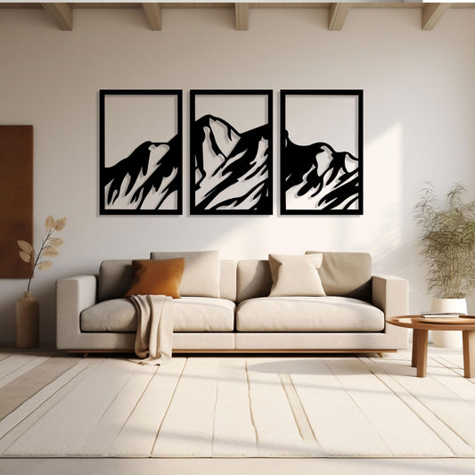 Mountain Metal Wall Line Art, 3 pcs Mountain Metal Wall Decor, Kitchen Metal Wall Art, Unique Birthday Gift, Best Gift, Christmas Gift