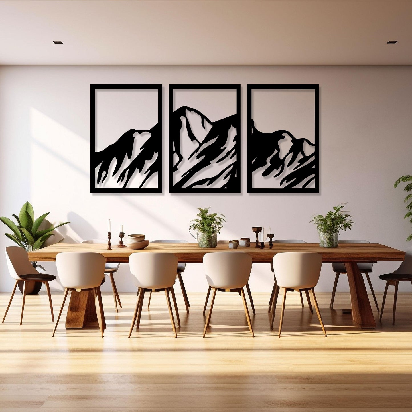 Mountain Metal Wall Line Art, 3 pcs Mountain Metal Wall Decor, Kitchen Metal Wall Art, Unique Birthday Gift, Best Gift, Christmas Gift
