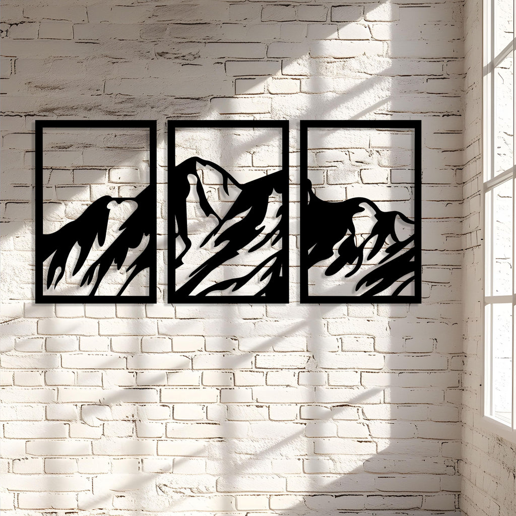 Mountain Metal Wall Line Art, 3 pcs Mountain Metal Wall Decor, Kitchen Metal Wall Art, Unique Birthday Gift, Best Gift, Christmas Gift