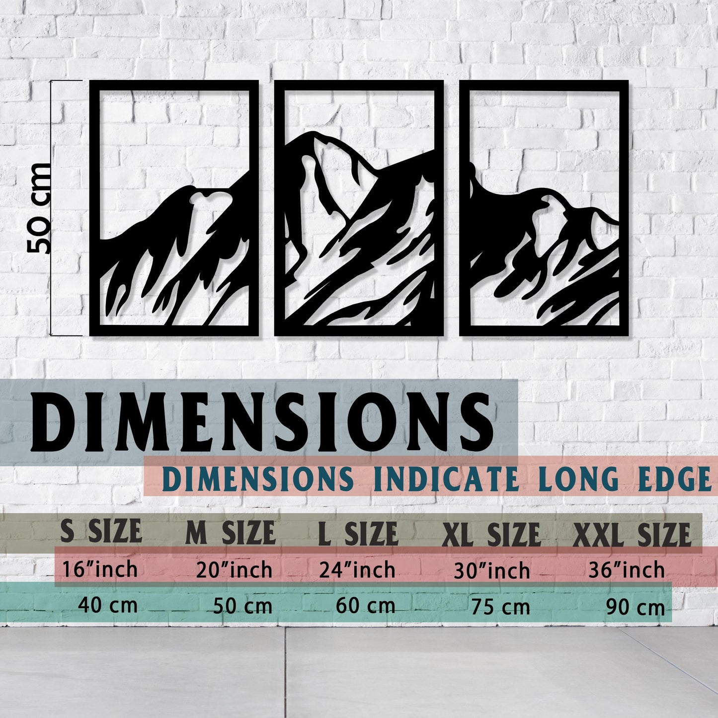 Mountain Metal Wall Line Art, 3 pcs Mountain Metal Wall Decor, Kitchen Metal Wall Art, Unique Birthday Gift, Best Gift, Christmas Gift