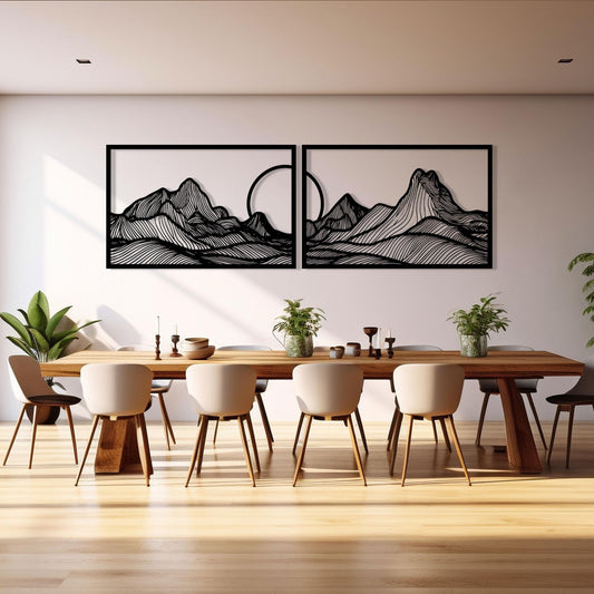 Modern Mountain Metal Wall Line Art, Minimalist Metal Wall Decor, Kitchen Metal Wall Art, Unique Birthday Gift, Best Gift, Christmas Gift