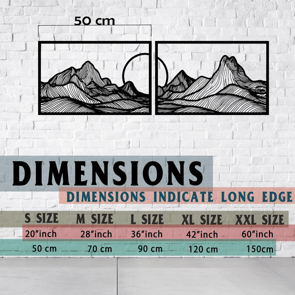 Modern Mountain Metal Wall Line Art, Minimalist Metal Wall Decor, Kitchen Metal Wall Art, Unique Birthday Gift, Best Gift, Christmas Gift