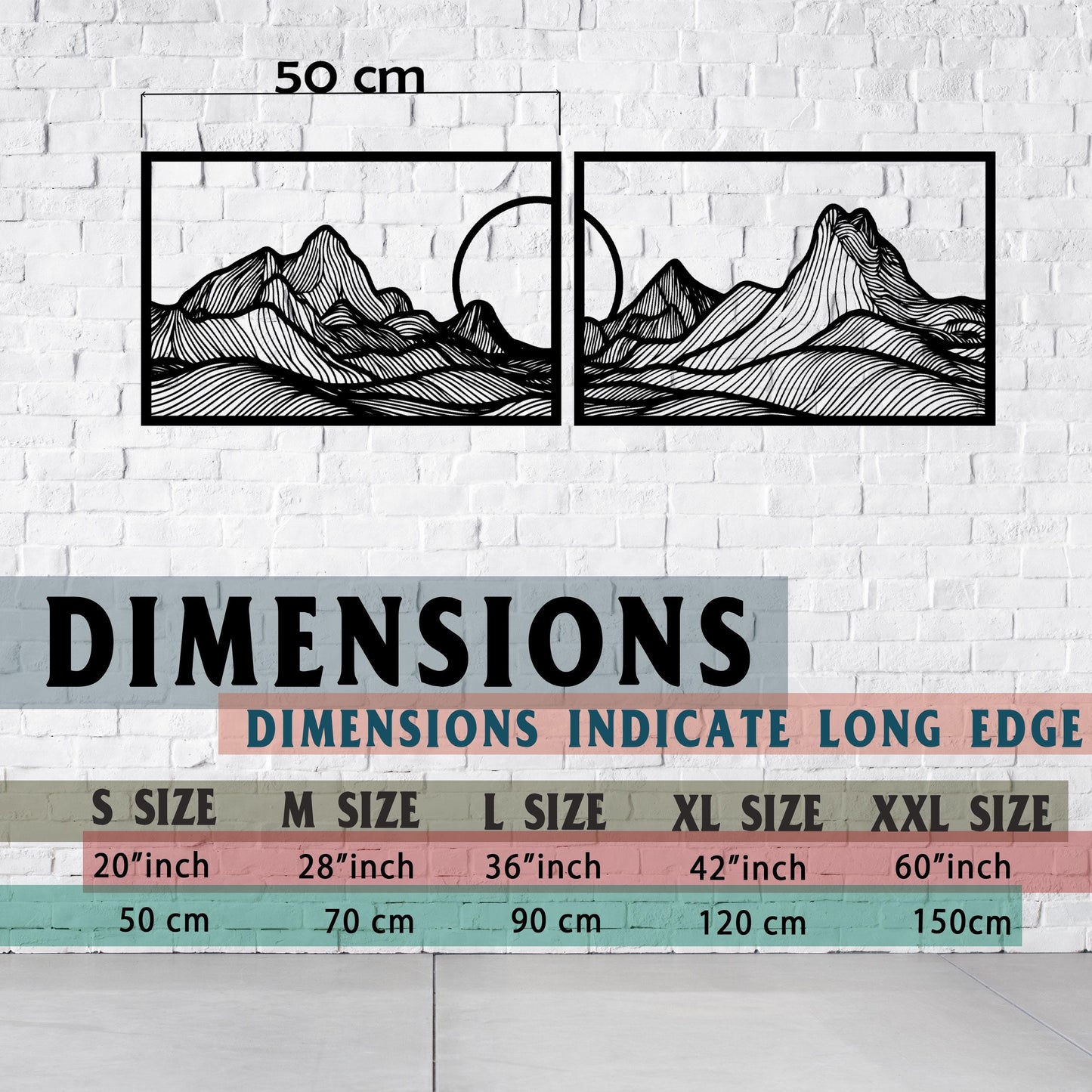 Modern Mountain Metal Wall Line Art, Minimalist Metal Wall Decor, Kitchen Metal Wall Art, Unique Birthday Gift, Best Gift, Christmas Gift