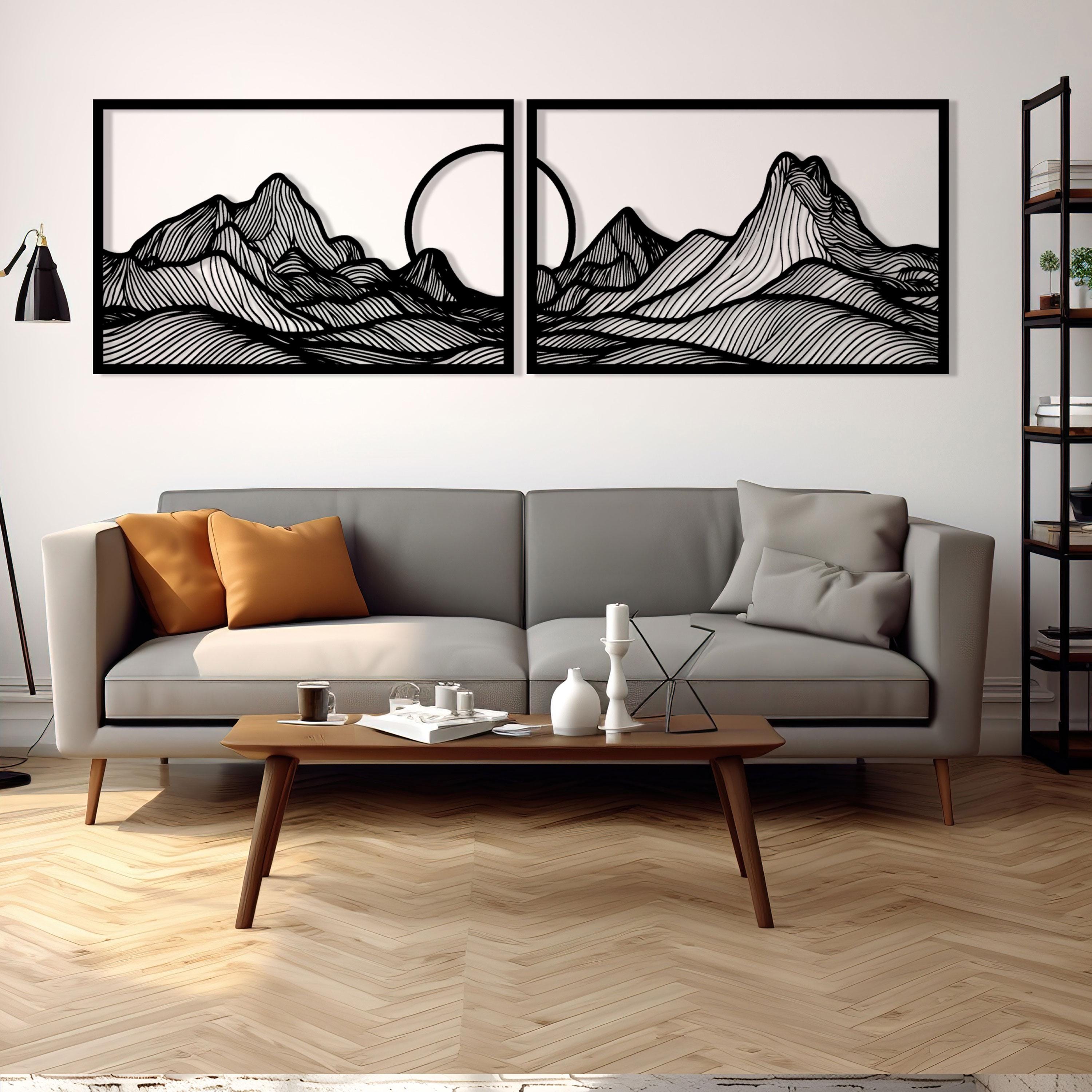 Modern Mountain Metal Wall Line Art, Minimalist Metal Wall Decor, Kitchen Metal Wall Art, Unique Birthday Gift, Best Gift, Christmas Gift