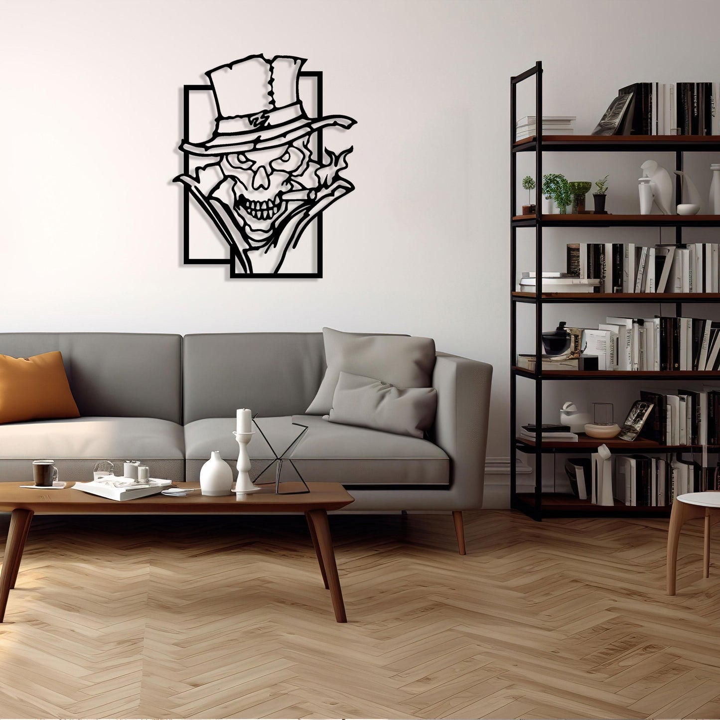 Detective Skull Metal Wall Art, Movie Room Mteal Wall Decor, Unique Birthday Gift, Iconic Metal Wall Art, Christmas Gift, Man Cave Wall Art