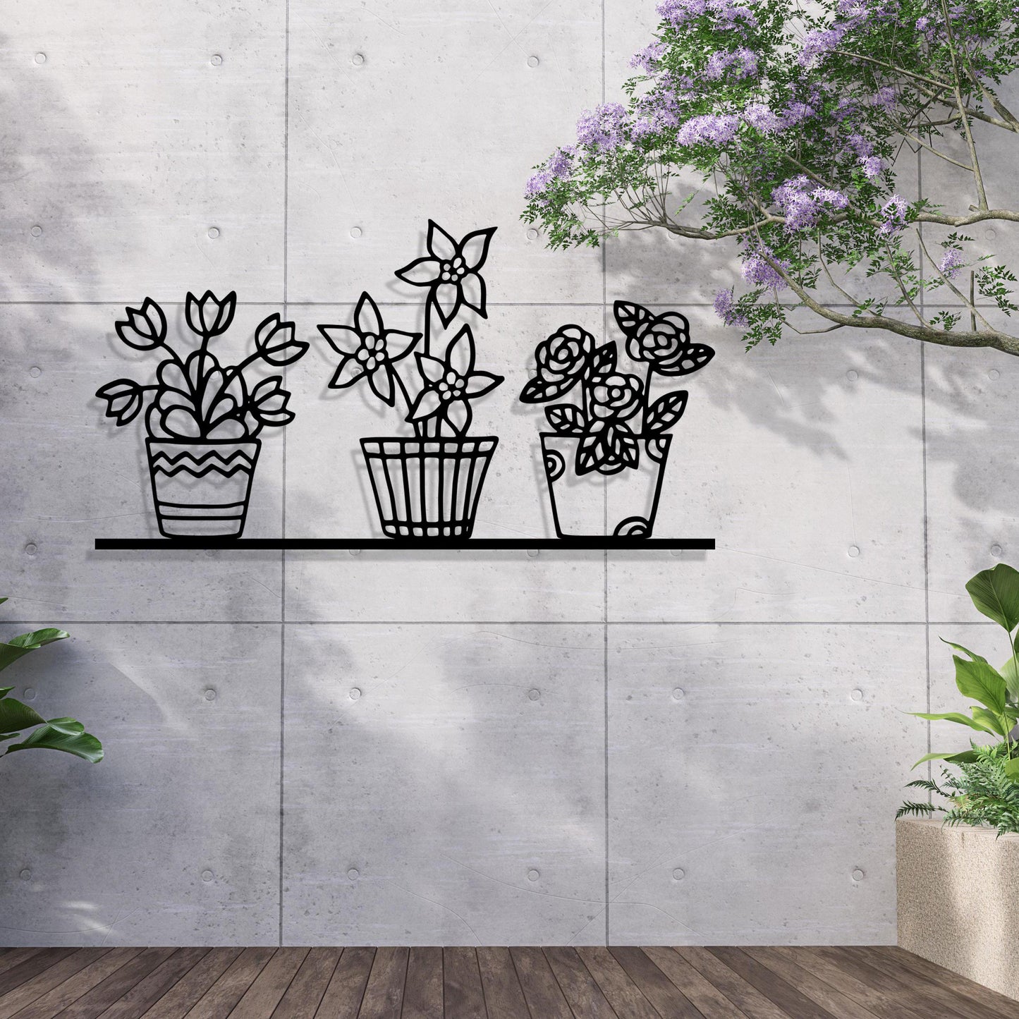 Flowers in Vase Metal Line Wall Art, Botanical Wall Decor, Unique Birthday Gift, Home Garden Wall Art, Gift for Her, Valentine's Day gift