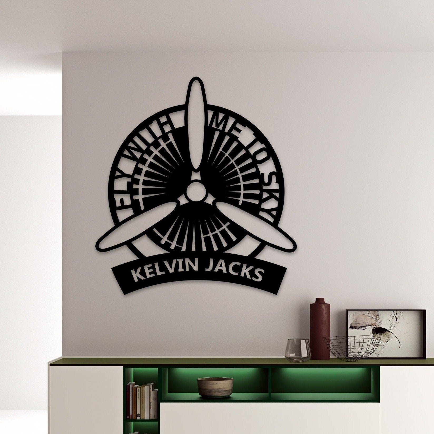 Personalized Pilot Metal Wall Art, Custom Aviator Gift, Custom Metal Name Sign, Nameable Aircraft Propeller, Gift For Glider, Christmas Gift