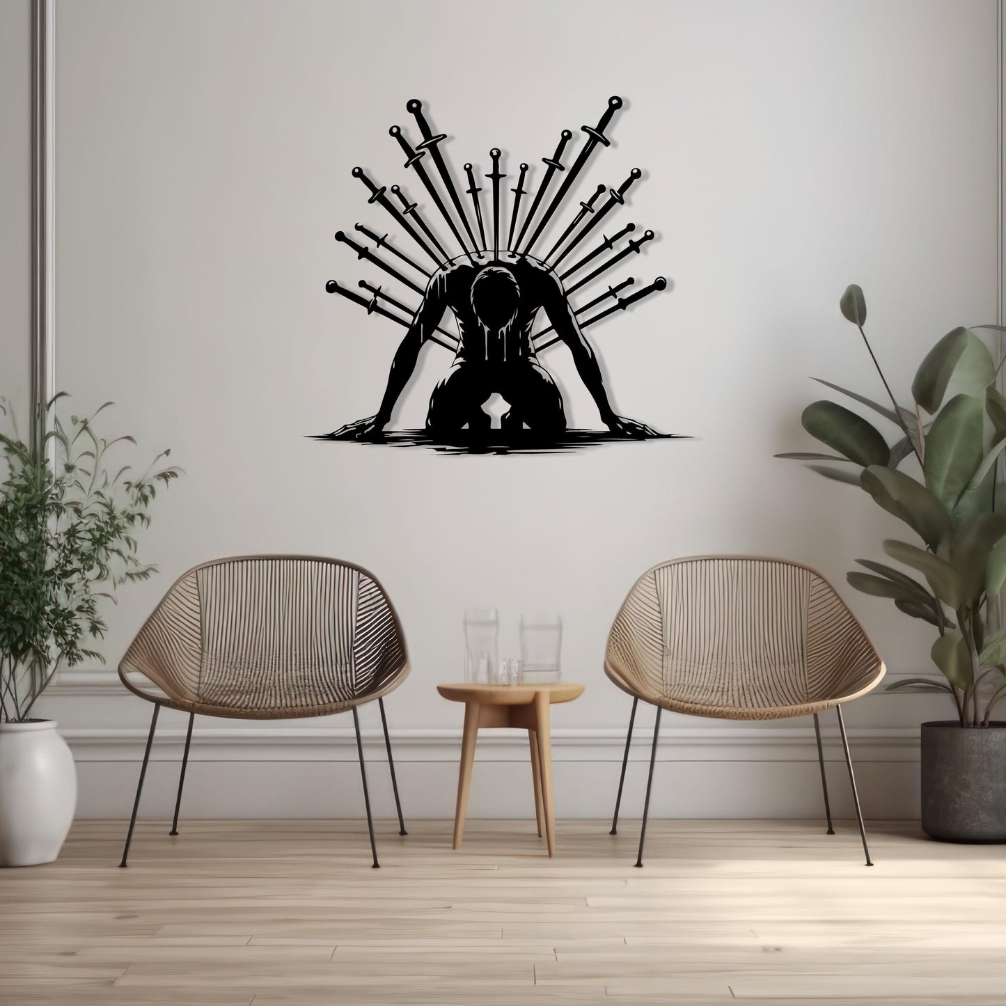 Iconic Warrior Metal Wall Art, Knife Metal Wall Decor, Best Gift for Gamer, Bedroom Metal Wall Art, Gift for Her, Valentine's Day gift