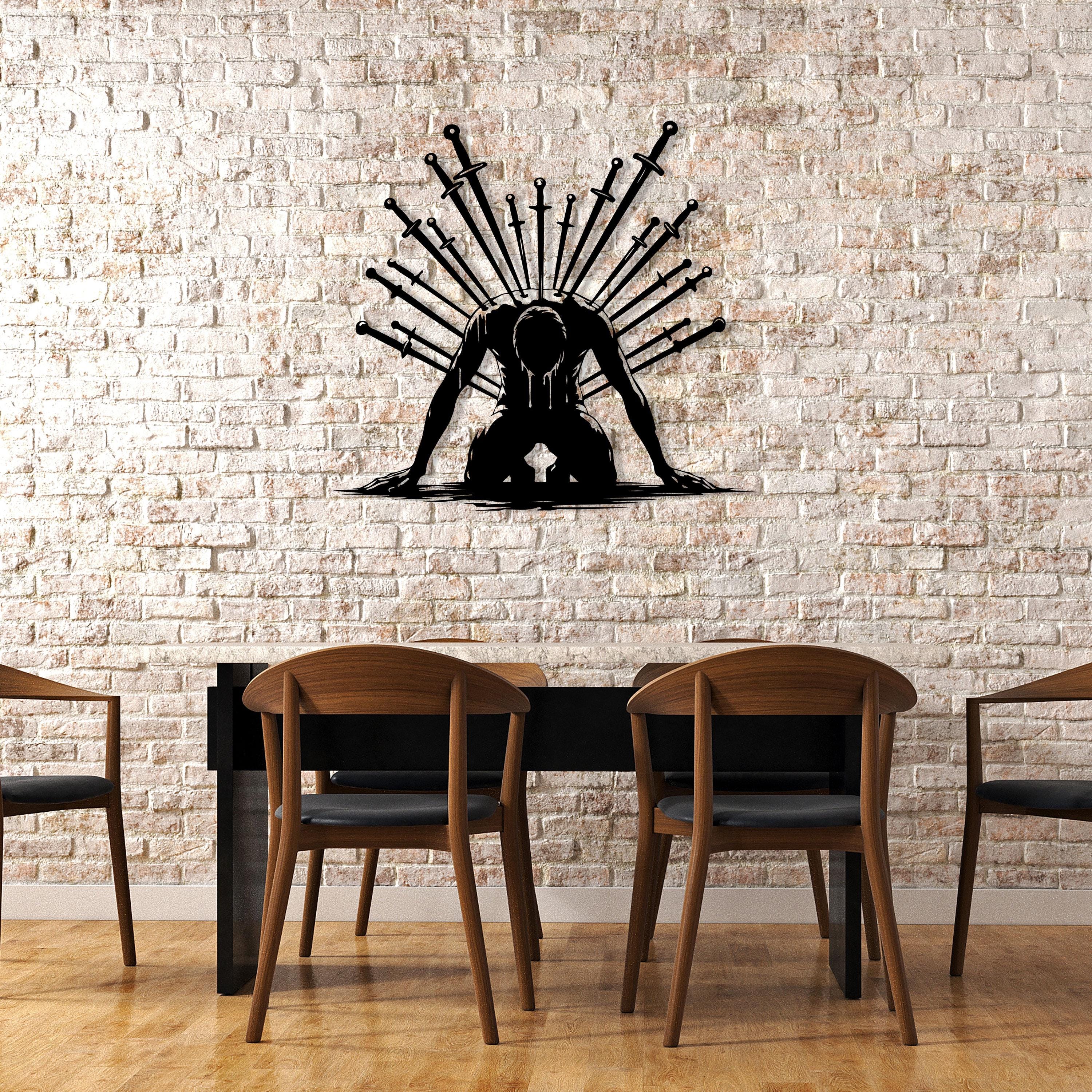Iconic Warrior Metal Wall Art - Gamer Room Decor - Unique Birthday Gift