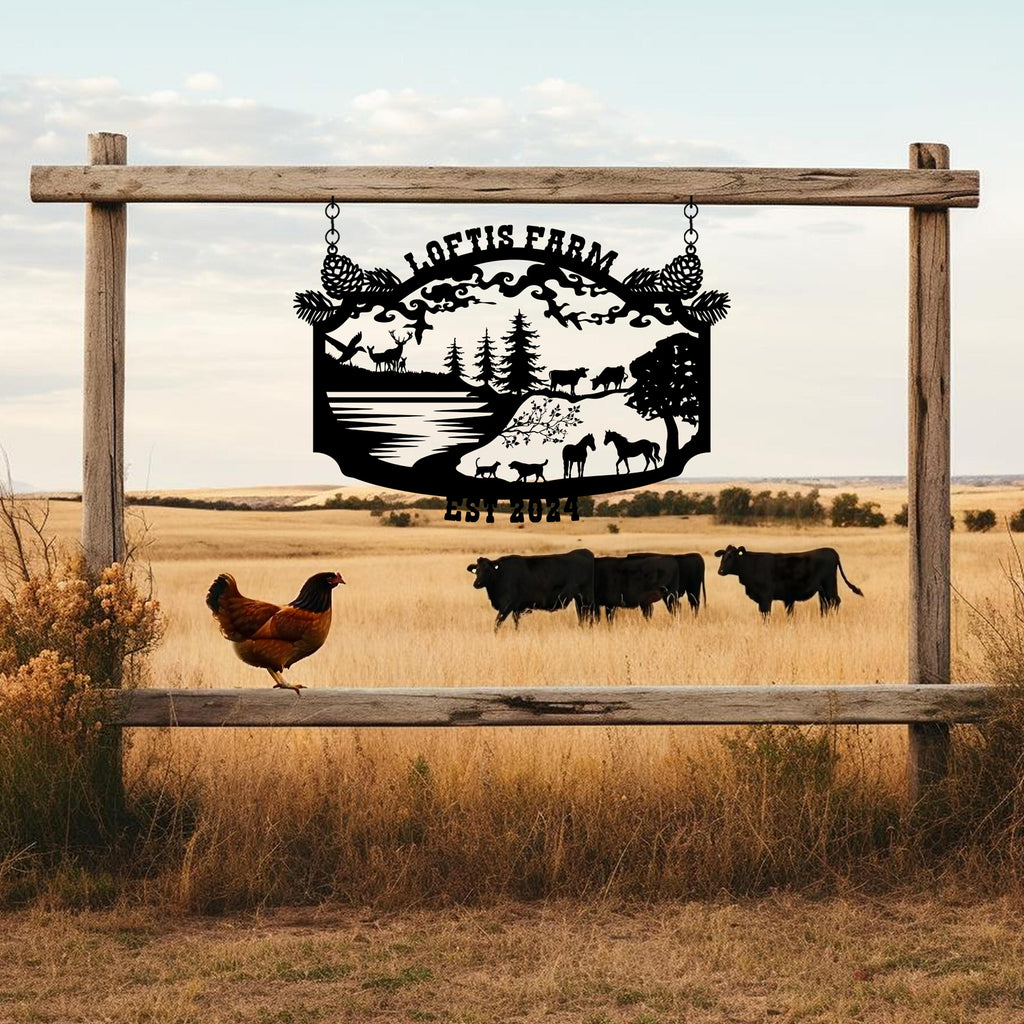 Personalized Metal Ranch Entry Sign, Custom Metal Farmhouse Name Sign, Family Name Sign Anniversary Gift, Gift For Family, Christmas Gift