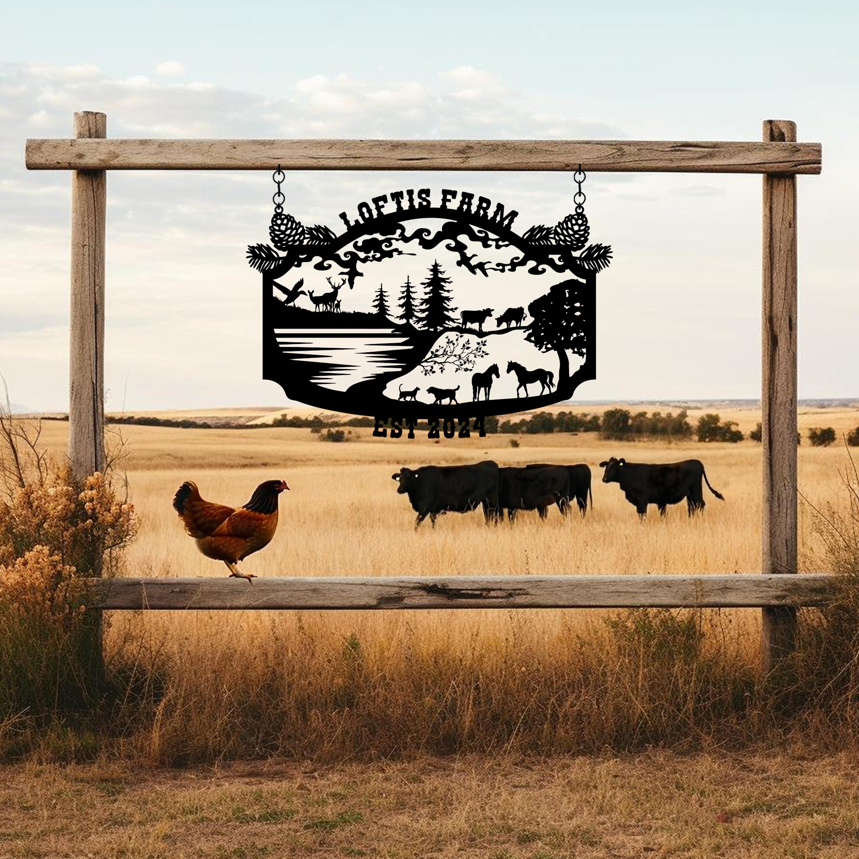Personalized Metal Ranch Entry Sign, Custom Metal Farmhouse Name Sign, Family Name Sign Anniversary Gift, Gift For Family, Christmas Gift
