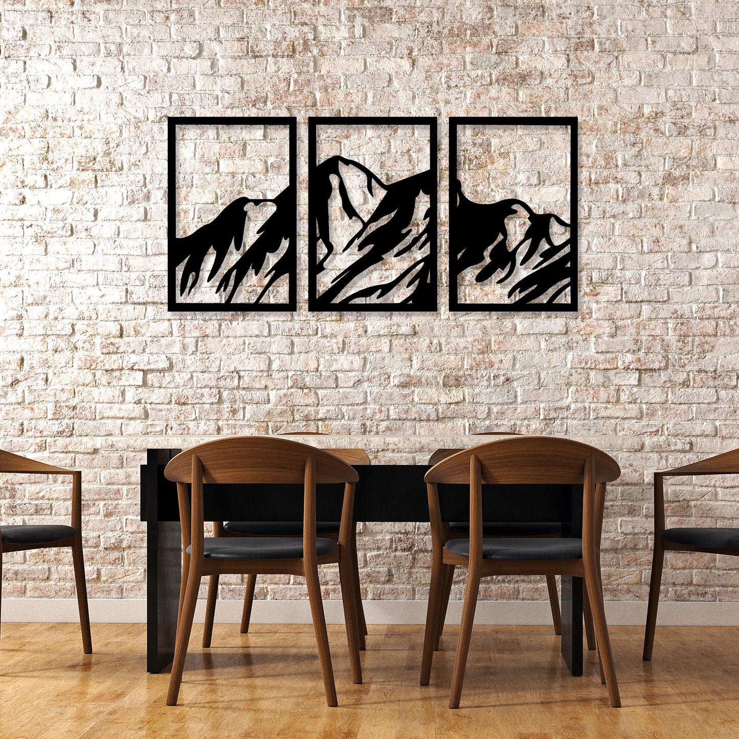Mountain Metal Wall Line Art, 3 pcs Mountain Metal Wall Decor, Kitchen Metal Wall Art, Unique Birthday Gift, Best Gift, Christmas Gift