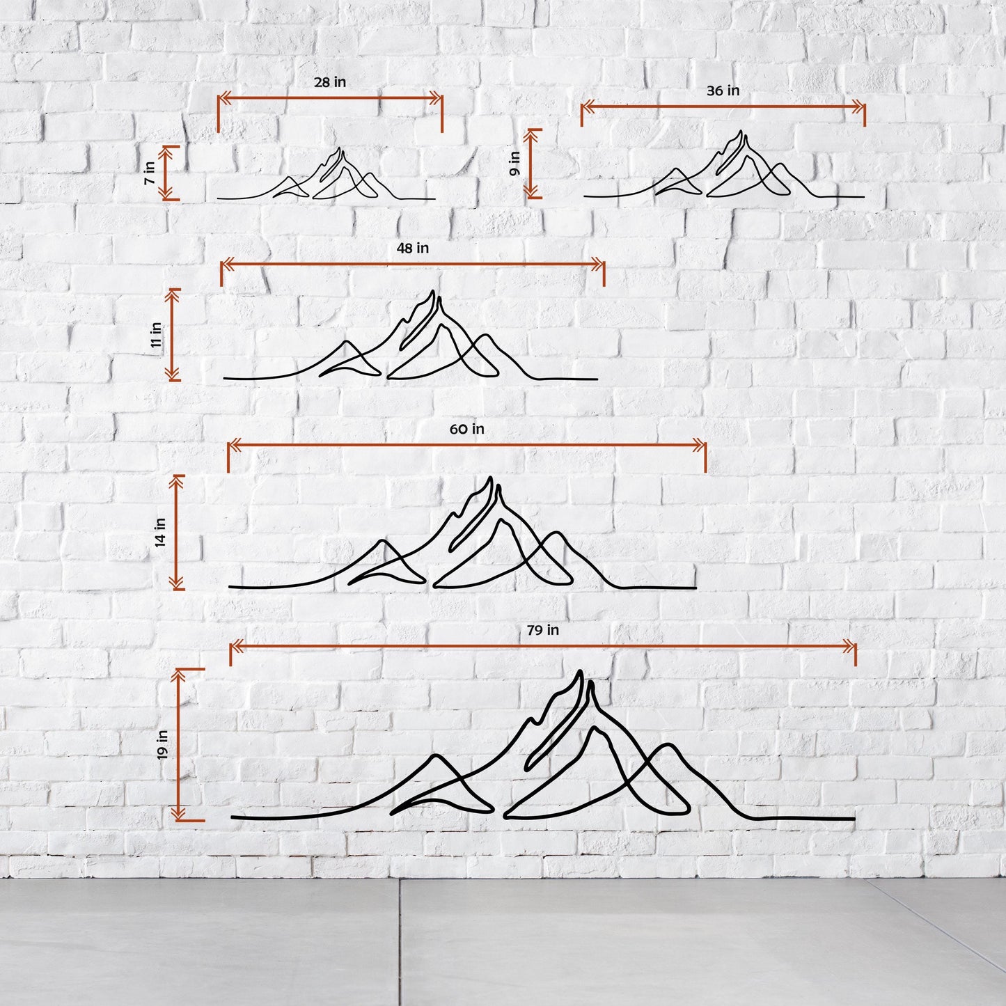 Minimalist Metal Mountain Wall Art - Modern Line Art Decor - Metal Wall Art for Home - Perfect Gift for Mountain Lovers - Valentine's Day