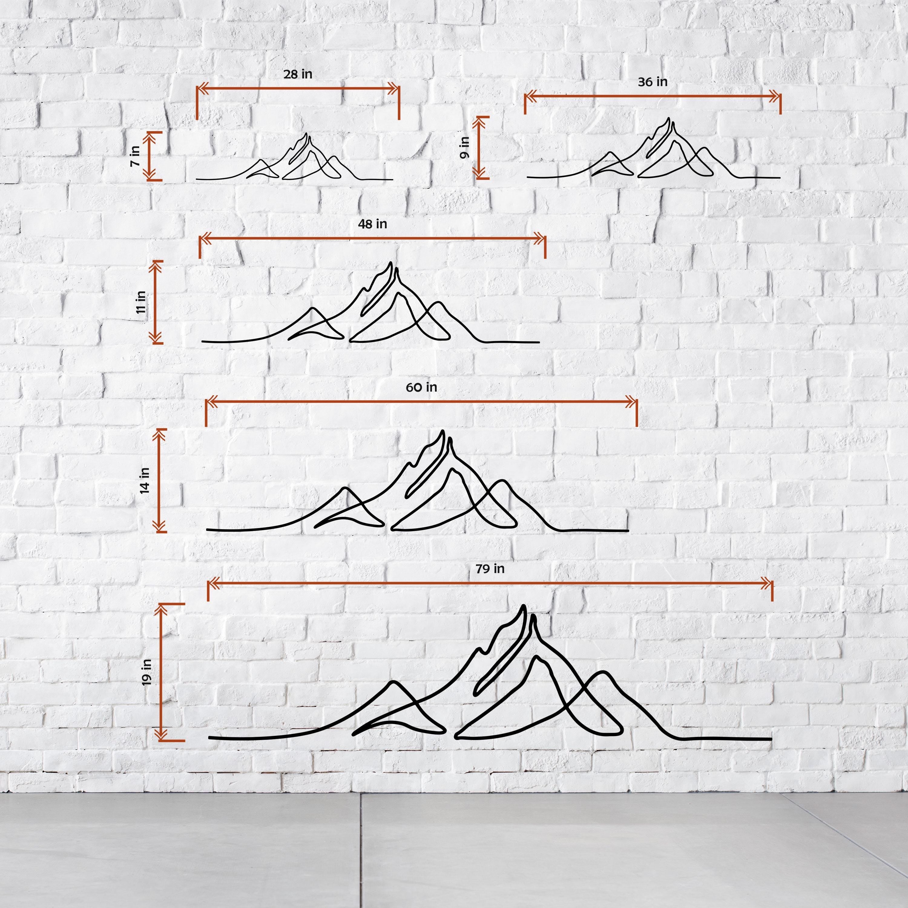 Minimalist Metal Mountain Wall Art - Modern Line Art Decor - Metal Wall Art for Home - Perfect Gift for Mountain Lovers - Valentine's Day