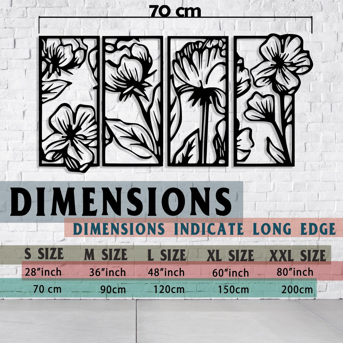Floral Metal Wall Art, 4 pcs Flowers Metal Home Decor, Unique Birthday Gift, Bathroom Wall Art, Home Garden Wall Art, Valentine's Day gift