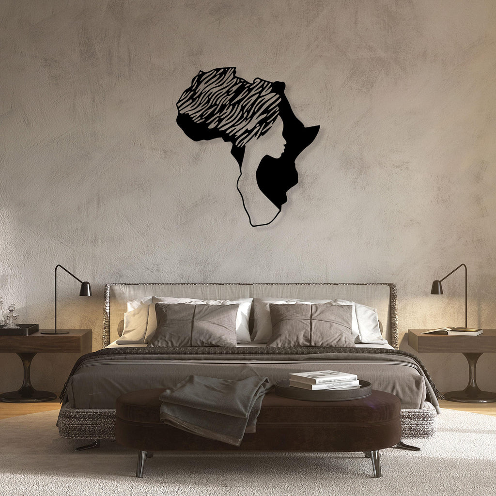 Worldmap African Woman Metal Wall Art, Kitchen Metal Home Wall Decor, Unique Birthday Gift, Housewarming Gift, Christmas Gift, iconic decor