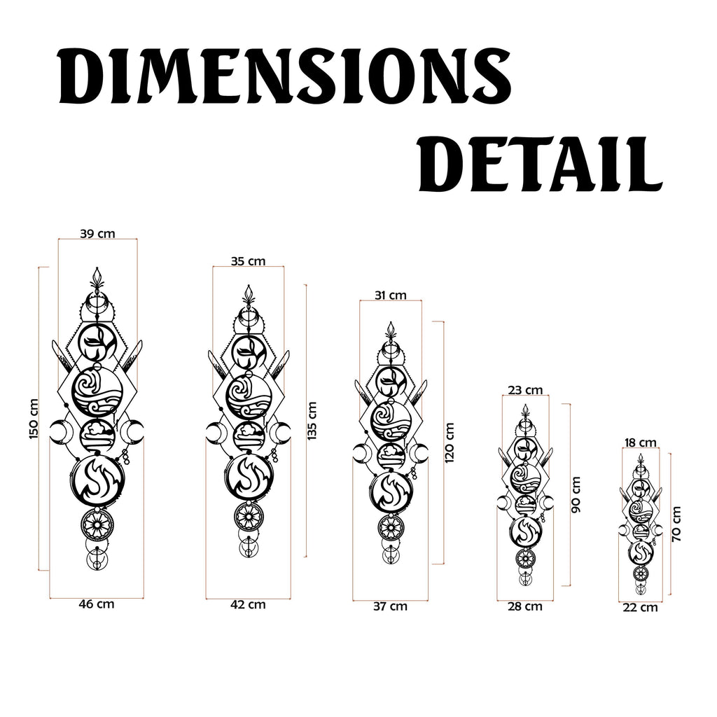 Four Elements Metal Wall Art - Unique Birthday Gift - Avatar Lovers Home Decor