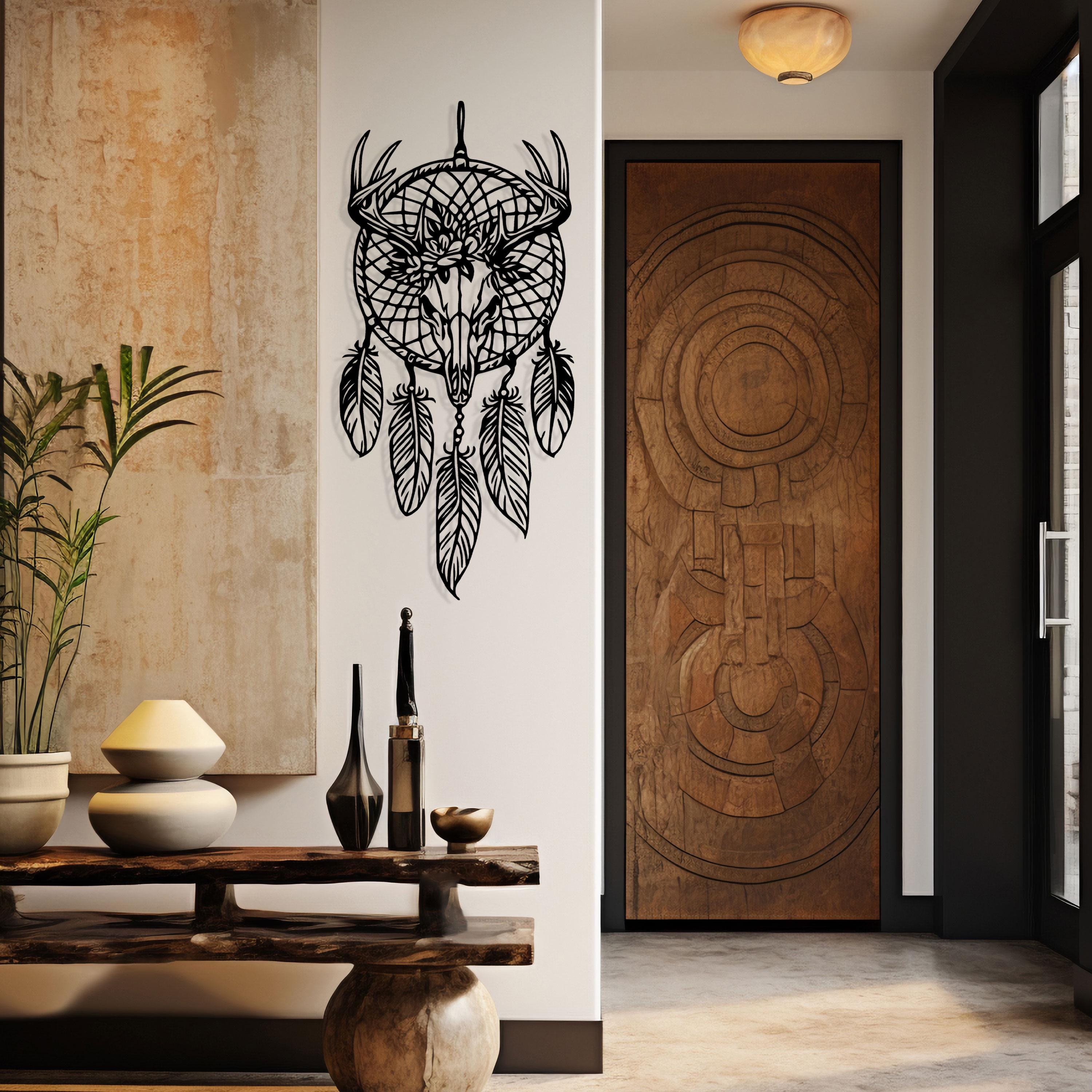 Gloomy Dreamcatcher Metal Wall Art - Deer Skull Boho Decor - Unique Birthday Gift